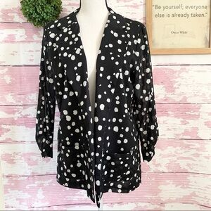 BAR III Women’s Black White Polkadot Cardigan Pockets size Medium